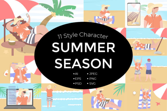 Summer Season Beach Character Bundle