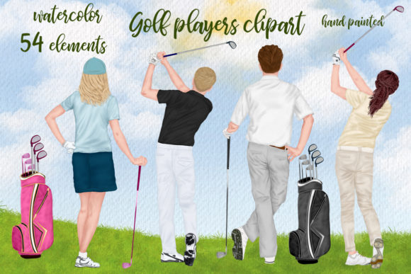 High-Quality Watercolor Golf Clipart Set