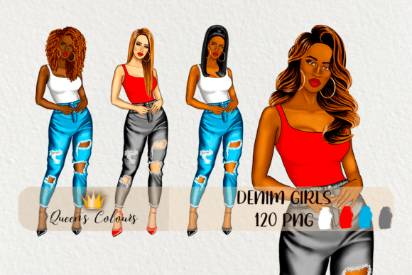 High-Quality Denim Girl Art Set