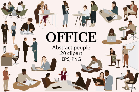 Abstract Office Workers Clipart Set