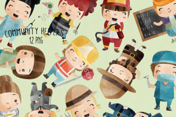Community Helpers Watercolor Clipart Set
