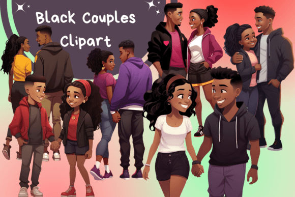 Black Couples Clipart Collection