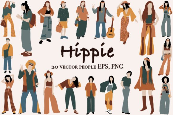 Retro 70s Abstract Hippie Vector Art