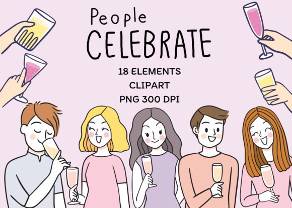Cartoon Celebration People Clipart Pack
