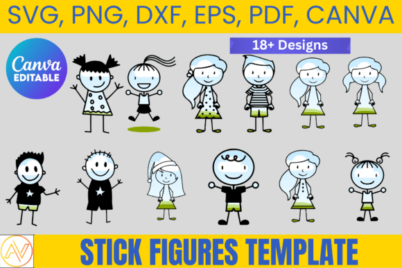 Customizable Stick Figures Clipart Bundle