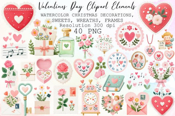Vintage Valentine's Day Clipart Collection