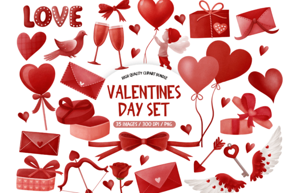 Charming Valentine’s Watercolor Clipart Collection