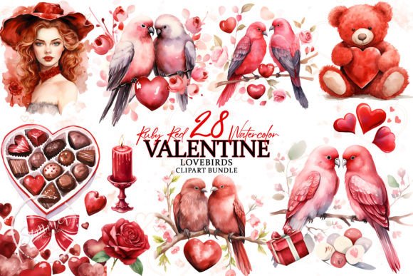 Valentine’s Day Lovebirds Clipart Collection