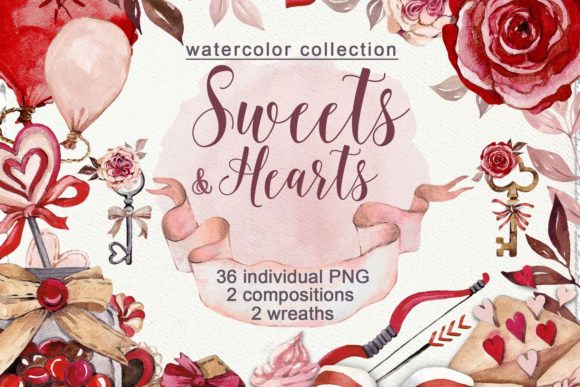 Charming Watercolor Valentine's Clipart