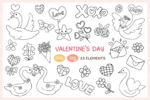 Hand-drawn Valentine Duck Clipart