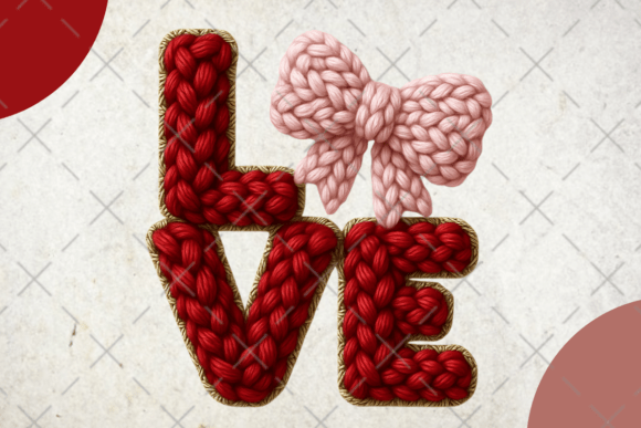 Faux Yarn Coquette LOVE Bow Clipart