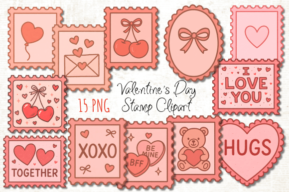 Valentine's Day Romantic Stamp Clipart