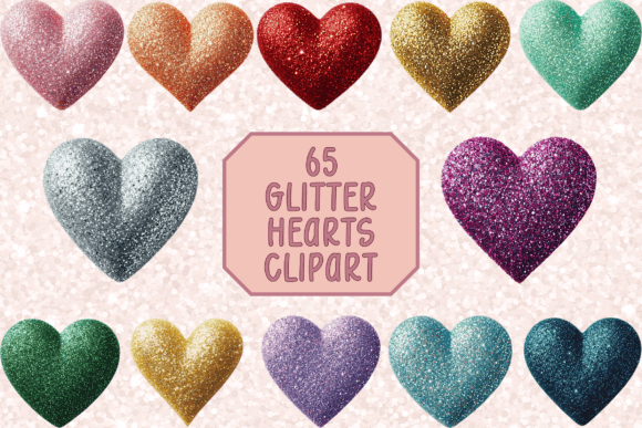 Charming Glitter Hearts Clipart Bundle
