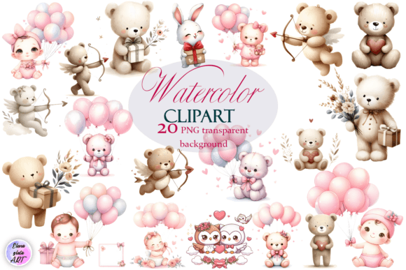 Watercolor Animal & Baby Clipart Set