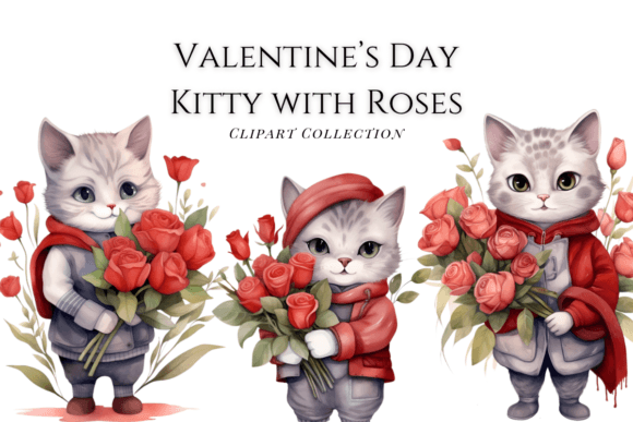 Valentine's Kitten Clipart Collection