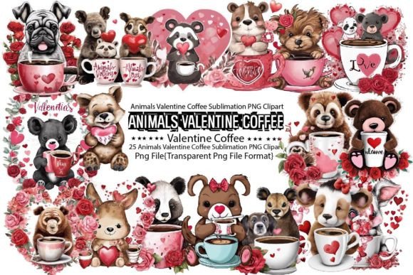 Animals Valentine Coffee Sublimation Graphics