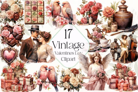 Watercolor Valentine's Day Clipart Set