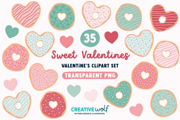Valentine Donuts Clipart Collection