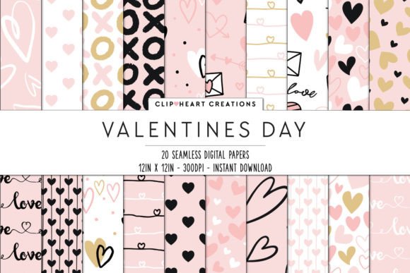Blush & Gold Valentine's Digital Papers