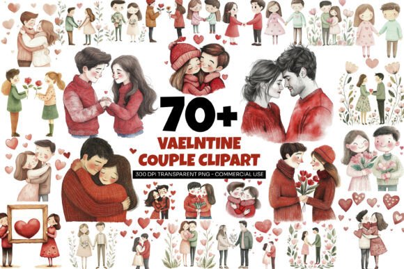 Adorable Valentine Couple Clipart Collection