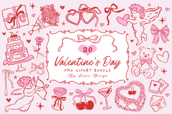 Romantic Valentine's Day Doodle Clipart