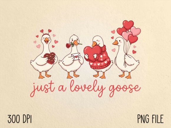 Valentine's Day Goose PNG Graphic
