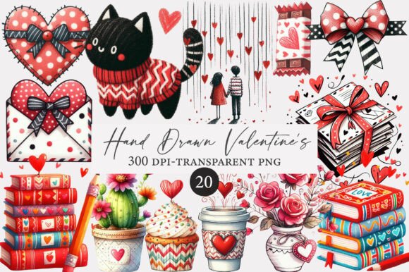 Hand Drawn Valentine's Day Art Set