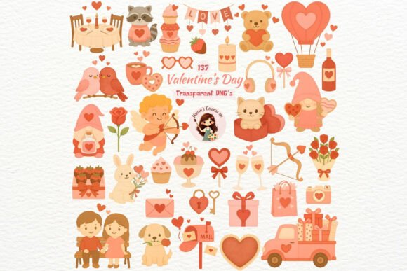 Watercolor Valentine Clipart Collection