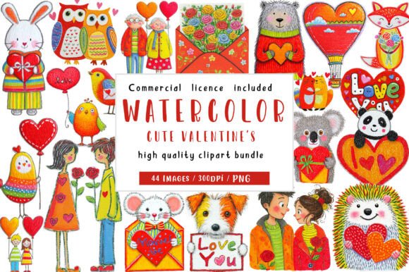 Vintage Valentine's Day Clipart Set