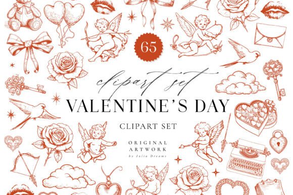 Vintage Valentine's Clipart Set