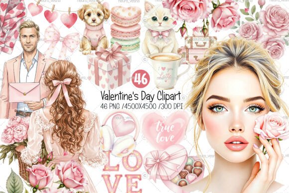 Romantic Valentine’s Day Clipart Set