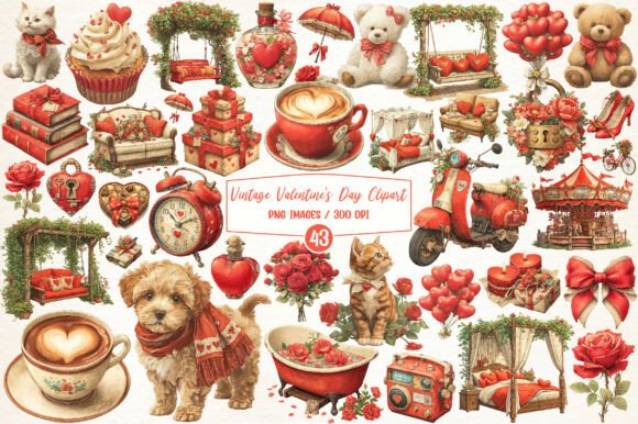 Vintage Valentine Clipart Collection