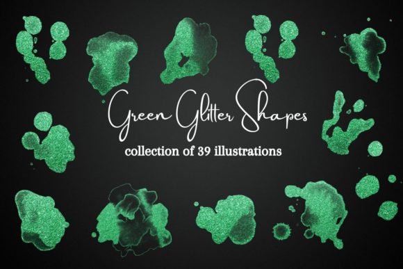 Green Glitter Clipart Collection