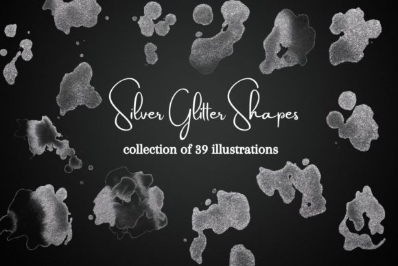 Elegant Silver Glitter Clipart Set