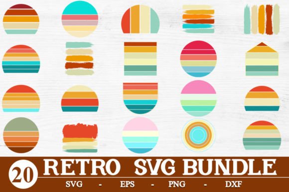 Retro Sunsets Clip Art SVG Pack