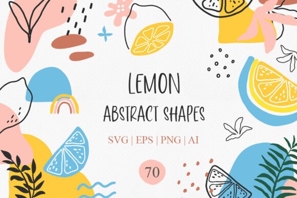 Lemon Abstract Shapes Clipart Set