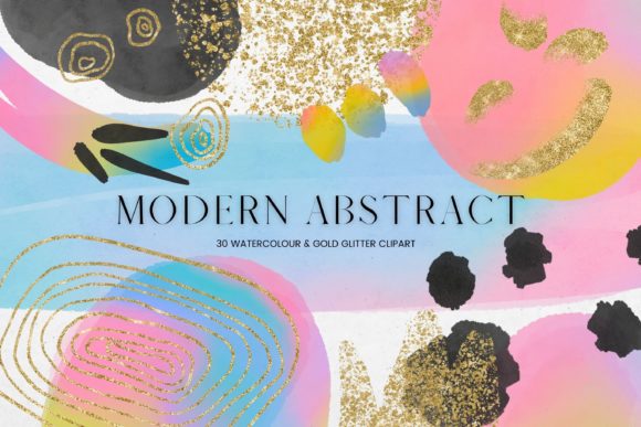 Modern Watercolour Abstract Shapes Clipart