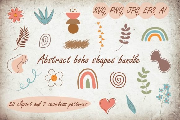 Abstract Boho Shapes and Patterns Collection