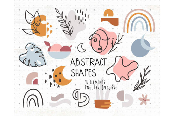 Boho Abstract Shapes SVG and PNG Clipart Set
