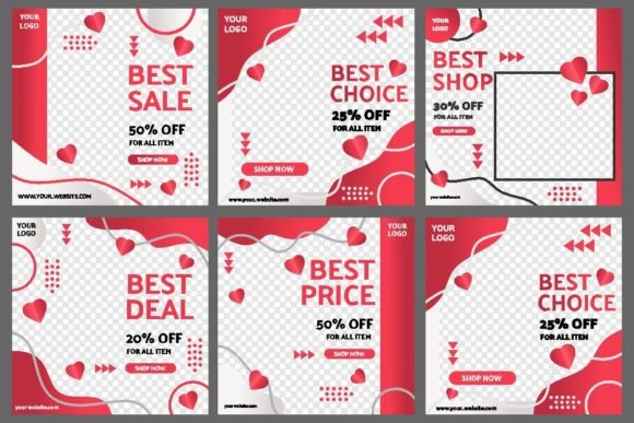 Valentine’s Day Social Media Graphics Set