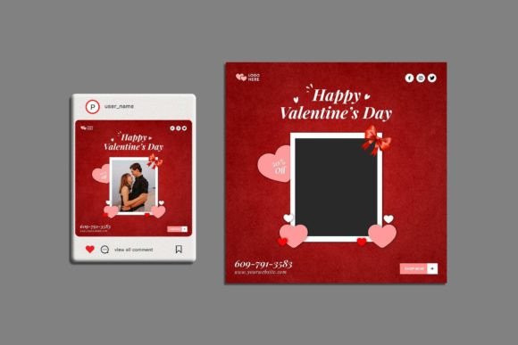 Square Valentine's Day Post Template