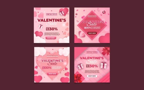 Valentine's Social Media Graphics Set