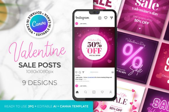 Valentine's Day Social Media Post Templates