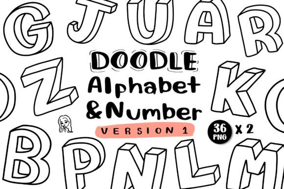 Hand Drawn Doodle Alphabet & Numbers