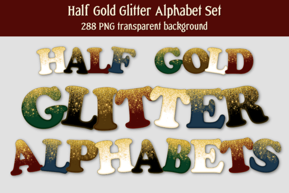 Gold Glitter Alphabet Digital Clipart Set
