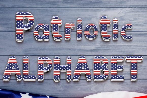 Patriotic Stars and Stripes Alphabet PNGs