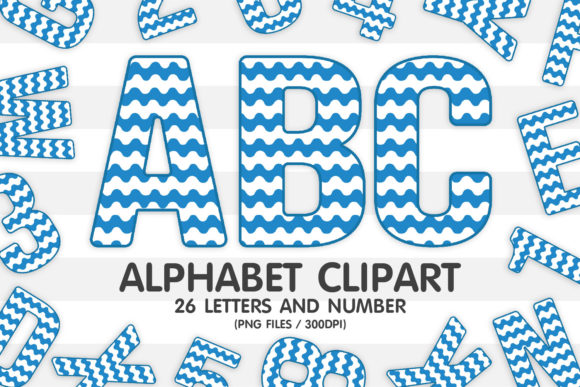 Blue Wave Alphabet and Numbers Set