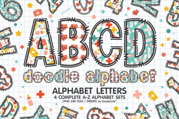 Nurse-Themed Alphabet Letter PNGs