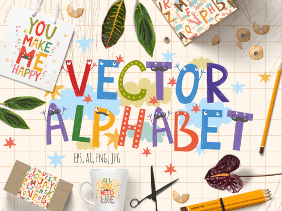 Vector Alphabet with Humorous Quotes