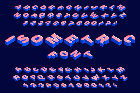 3D Isometric Alphabet & Numbers Set